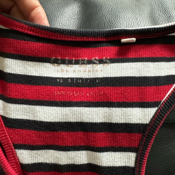 Guess Women's Red and Black Racer back Tank Vintage Y2K Striped Rhinestones XS - Picture 5 of 5